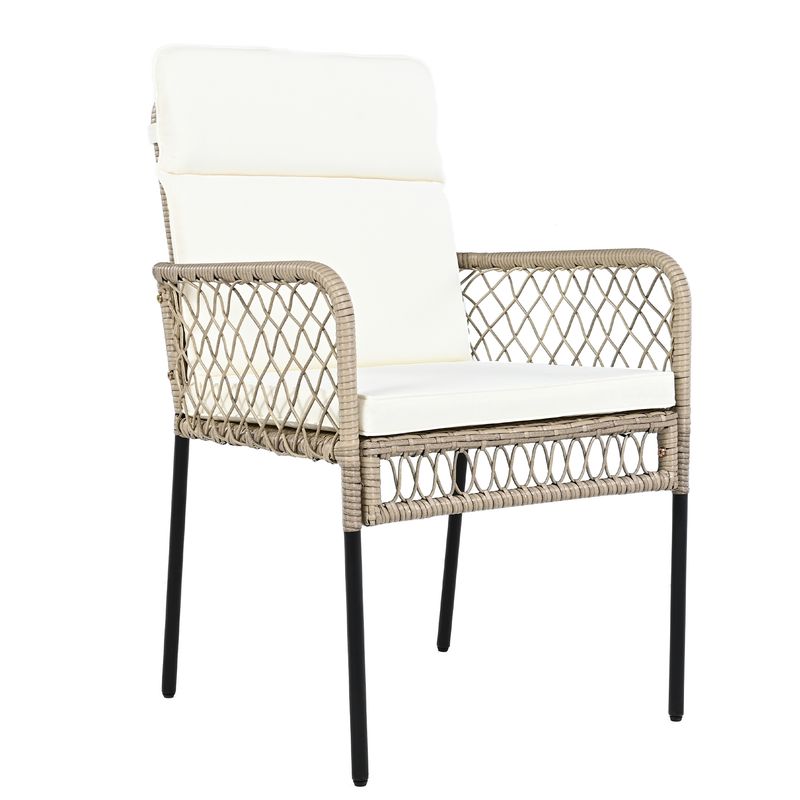 Ensemble de salle à manger d'extérieur 5 pièces pour 4 personnes, table en acacia massif, chaises en rotin synthétique, pour jardin et terrasse_voghion.com