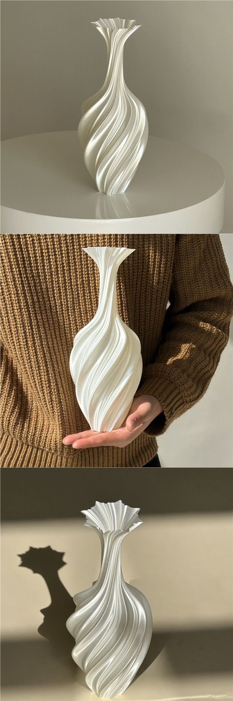 Nieuwe artistieke abstracte vaas gedraaid retro bloemstuk decoratief ornament Scandinavische minimalistische stijl 3D-geprint_voghion.com