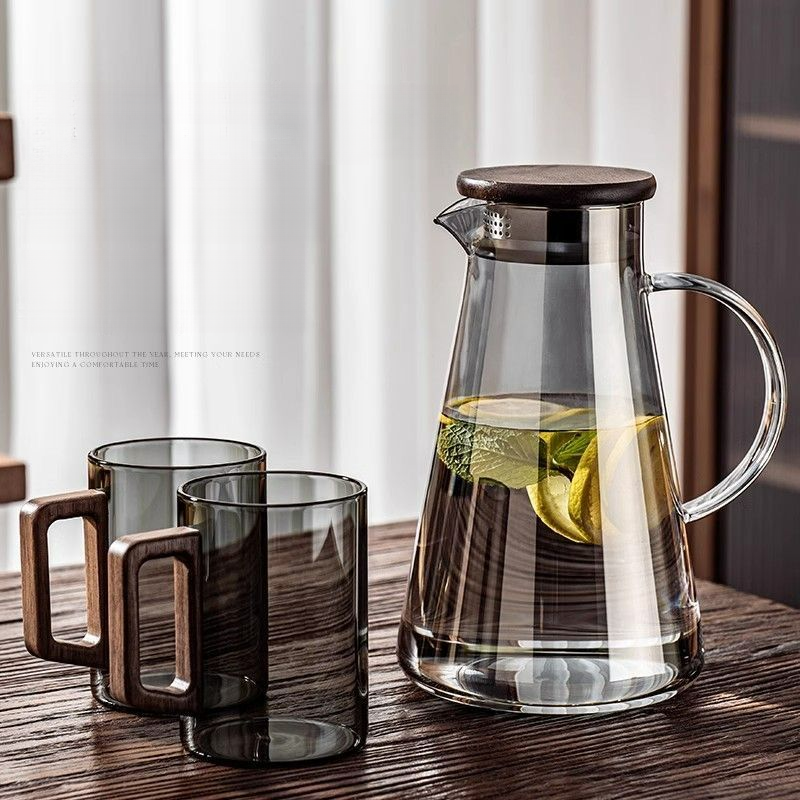 Brocca in vetro resistente alla temperatura, per uso domestico, per latte, in vetro borosilicato ad alta capacità, per preparare il tè._voghion.com