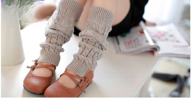 Grobe Wollsocken, Beinwärmer, gestapelte Socken im koreanischen Stil, gestrickte Beinabdeckungen für Herbst und Winter, grenzüberschreitende, achtstellige, gedrehte Beinschutzstiefel_voghion.com