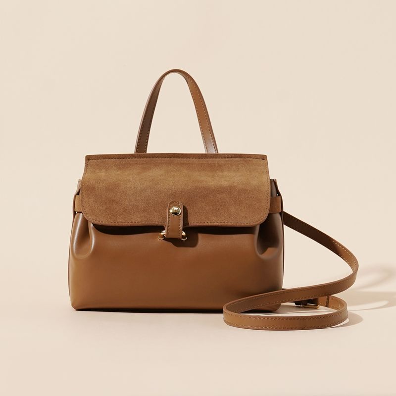 Fall And Winter New 2025 Head Cowhide Leather Women's Hand Back Suede Simple Texture Commuter Carry Bag_voghion.com
