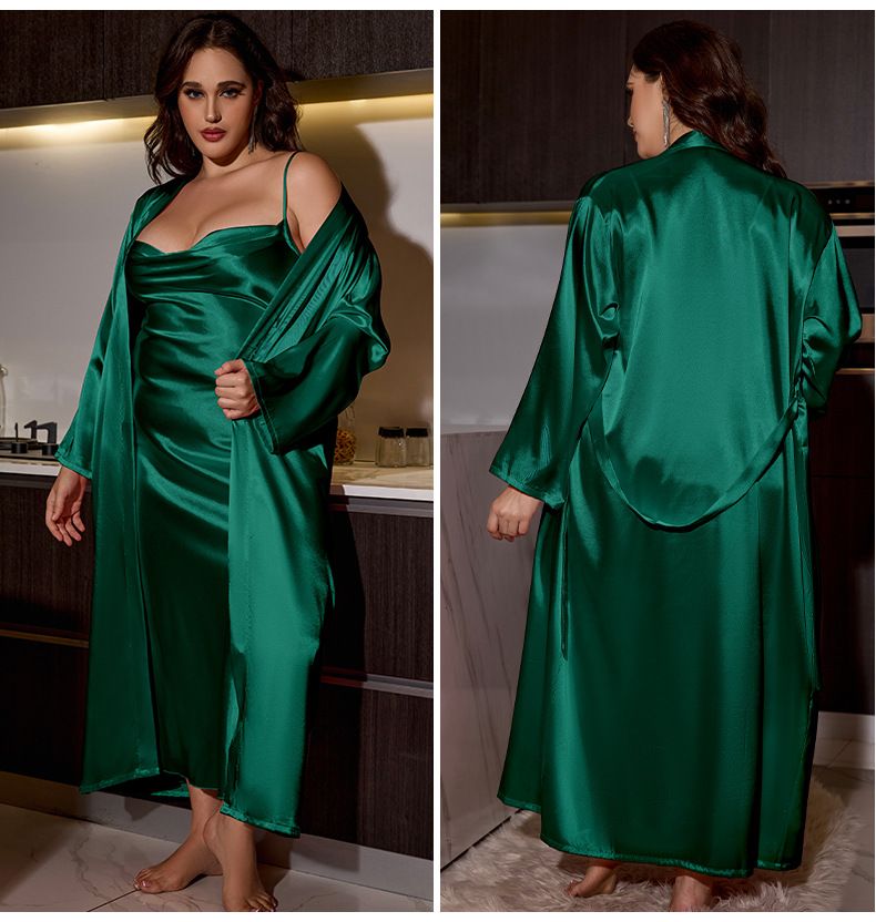 Damen Nachtwäsche mit langen Hosenträgern, langes Nachthemd, Anzug für Damen, große Größe, sexy, bequem, langärmelig, Heimkleidung Wp22018_voghion.com
