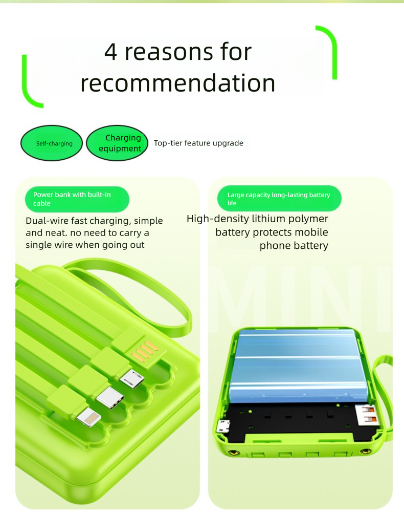 New Mini Bank With Built-in Cable 20000mAh Compact Portable Mobile Power Gift LG Customization_voghion.com