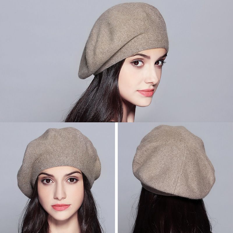 YLWHJJ 2024 Brand Beret Hat For Women Solid Color Wool Knitted Berets With Ladies Fashion Popular Winter Warm Hat_voghion.com