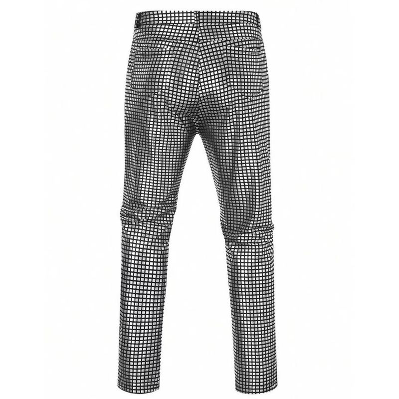Premium Products 2025 Herren glänzende Hose mit geradem Bein, Oberbekleidung, Performance-Hose, Nachtclub, Bühnenperformance, karierte Hose_voghion.com