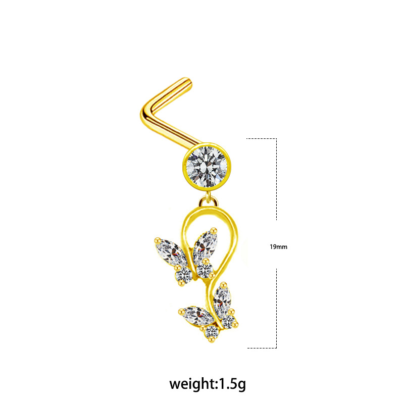 Piercing pentru nas, unghie de nas în formă de inimă, pandantiv cu cinci stele, diamant transfrontalier european și american, unghie de nas, unghie de nas, știft pentru nas_voghion.com