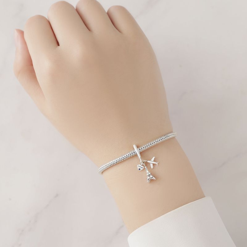 Original Travel Series Flygplan Tower Söt S925 Sterling Silver DIY hänge Armband Halsband Smycken Tillbehör_voghion.com
