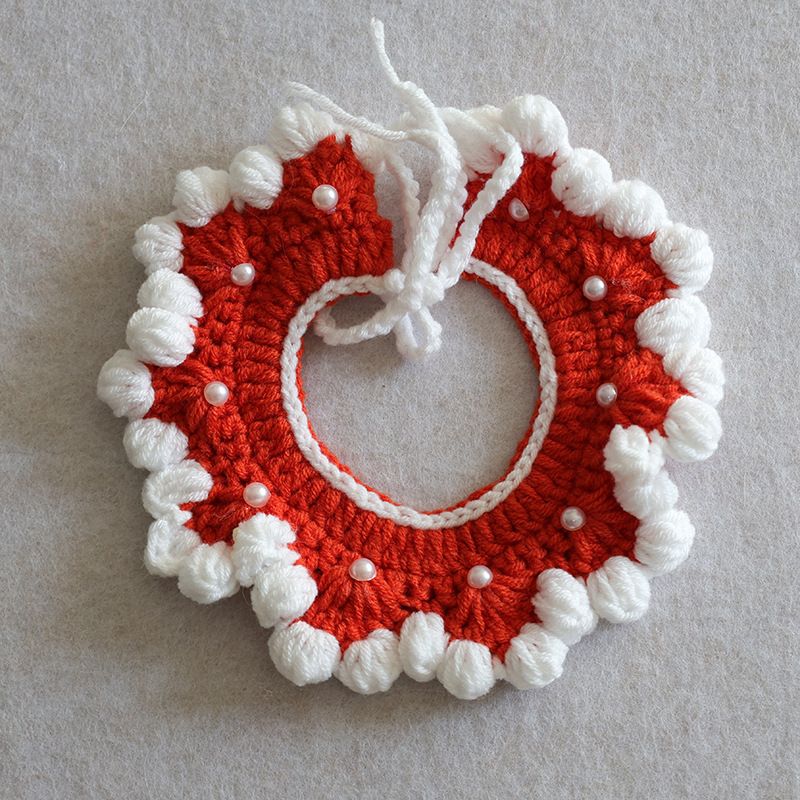 Collier pour chat/chiot/petit chien, style Instagram, tricoté à la main, avec perles fraîches._voghion.com