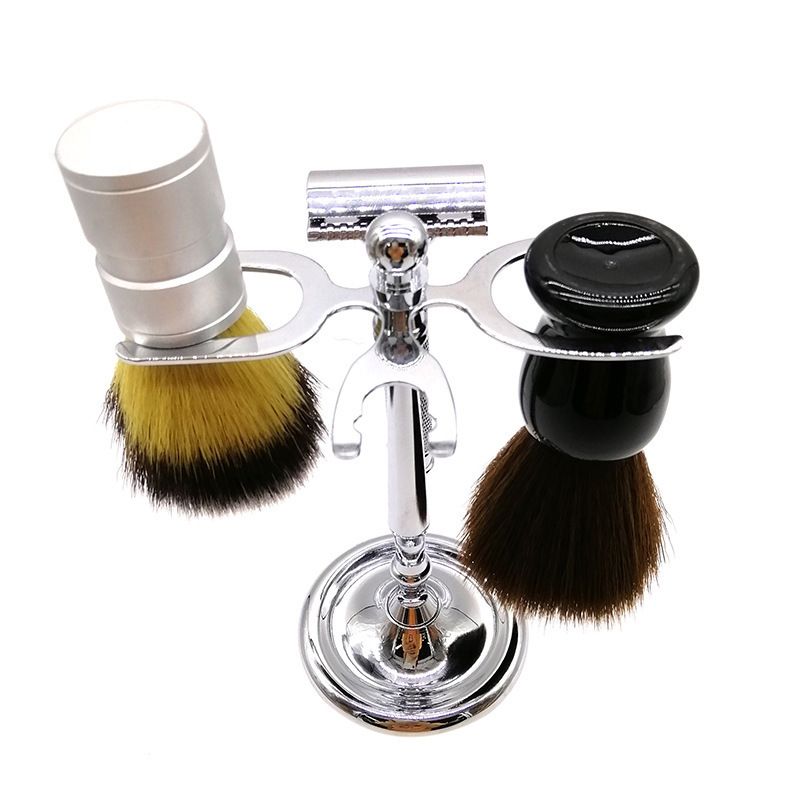 Spazzola per barba e viso speciale per uomo, set da 4 pezzi, setole di cinghiale, acciaio inossidabile, nuovo prodotto_voghion.com