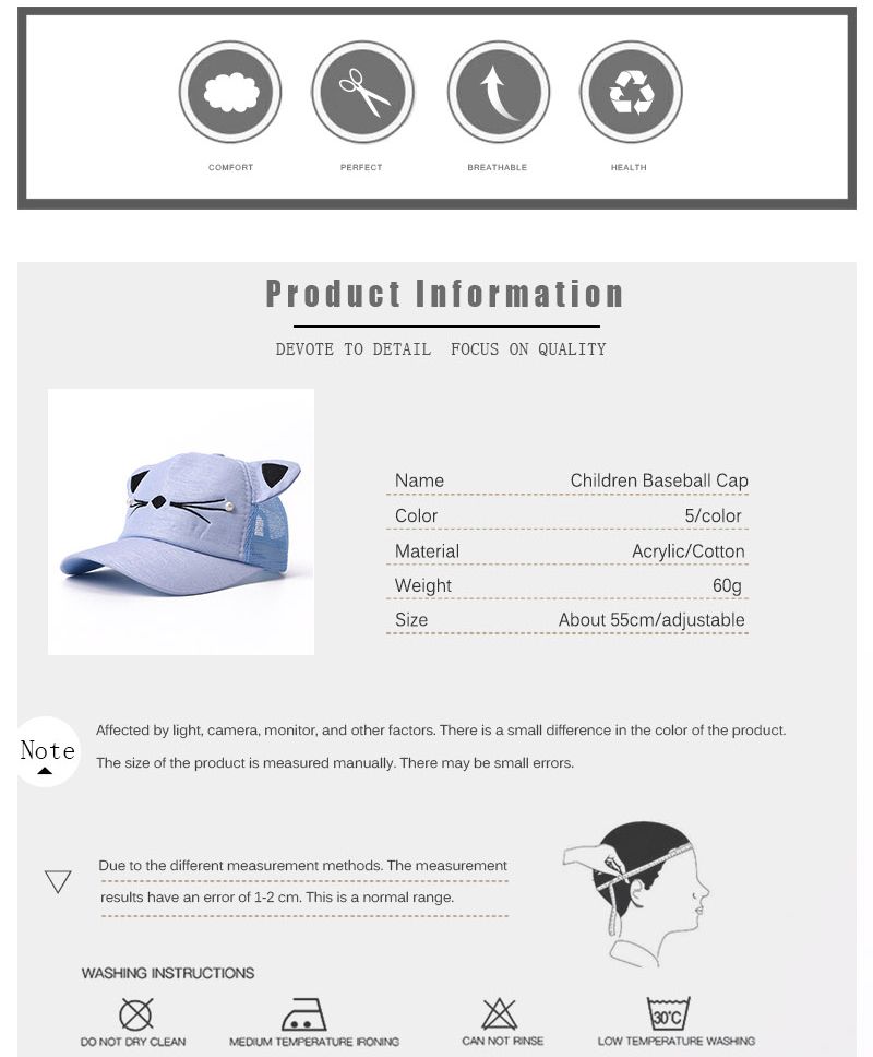 Baseballmütze mit Katzenohren für Kinder, Mädchen, Jungen, Perlen, verstellbar, Sommer, Sonnenhut, süße Baby-/Kind-Snapback_voghion.com