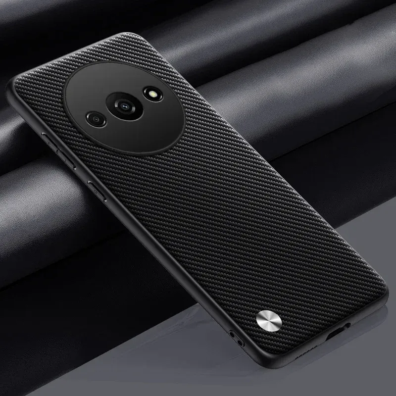 Luxuriöses, stoßfestes Hartschalenetui aus Leder für den Objektivschutz von Xiaomi Redmi A3 4G, rutschfeste Schutzhülle mit Fingerabdruck-Schutz_voghion.com