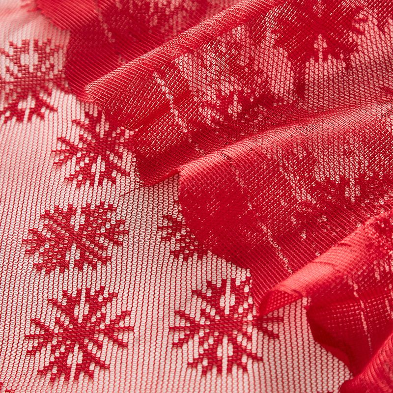 Tovaglia natalizia con bordo in pizzo - Decorazione natalizia rossa per tavoli rotondi e rettangolari (poliestere, lavabile, retro antiscivolo)_voghion.com