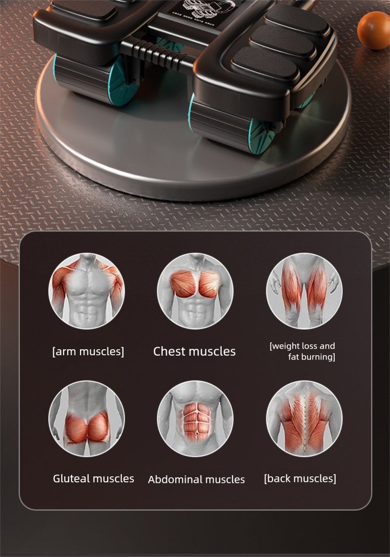 Neues intelligentes Vierrad-Muskeltrainingsgerät mit automatischer Rückprallfunktion und sechs Ellbogenstützen für Bauchmuskelübungen_voghion.com