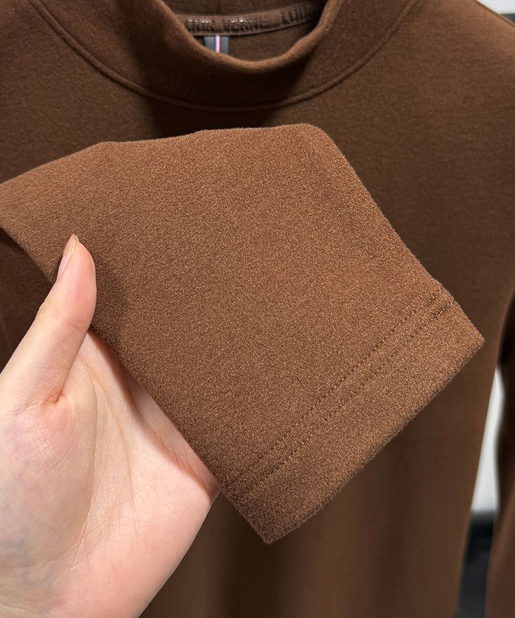 Premium Double-Layer Fleece Sweatshirt For Men – Slim-Fit Thermal Base Layer With Brushed Micro Velvet Interior, Semi-Turtleneck Winter Pullover_voghion.com