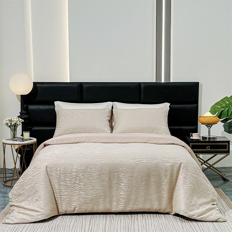 Parure de lit 3 pièces avec housse de couette et taie d'oreiller en jacquard, légère et luxueuse, style artisanal brillant_voghion.com
