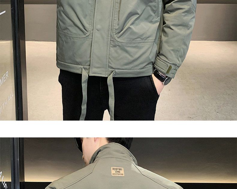Giacca invernale trapuntata da uomo con collo alto - Stile da lavoro spesso con imbottitura in cotone, elegante e calda per studenti_voghion.com