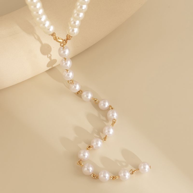 Jewelry French Y-shaped Beaded Necklace with Temperament Long Style Pearl Tassel Necklace for Women_voghion.com