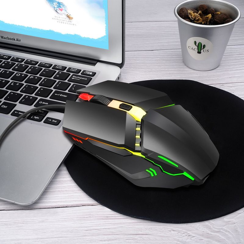 Nuova combinazione di tastiera e mouse cablato con luce colorata emissione 3 velocità 1600 DPI 125 HZ mouse ergonomico da ufficio_voghion.com