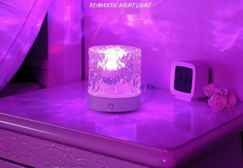 Internet Celebrity Romantic Dynamic Rotating Water Ripple Atmosphere Couple High-Value Night Light Bedroom Sleep Bedside_voghion.com