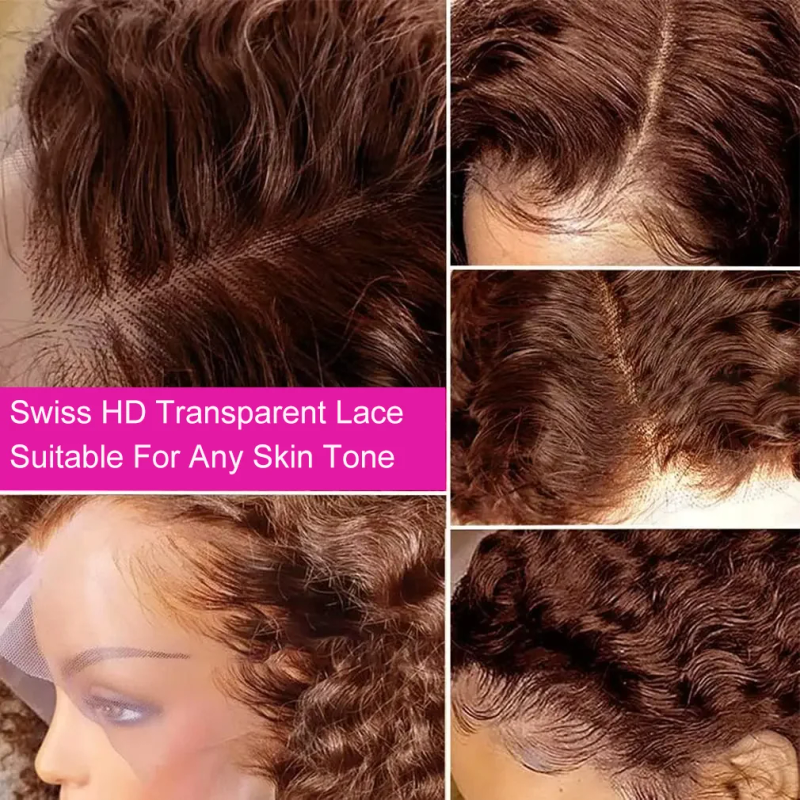 Peluca corta de color castaño oscuro con corte bob, cabello humano de 13 x 4 pulgadas, pelucas frontales con encaje, pelucas cortas de ondas profundas marrones, peluca bob n.° 4, cabello humano 180 % para mujer_voghion.com