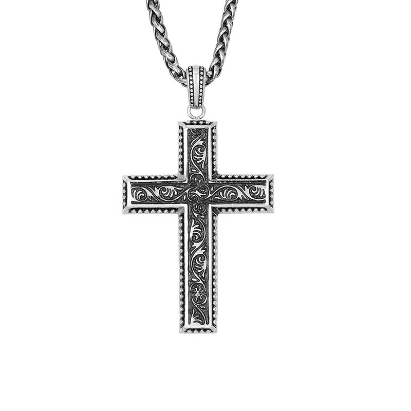Collier croix accessoires haut de gamme bijoux en acier titane pendentif hip hop collier polyvalent hommes et femmes_voghion.com