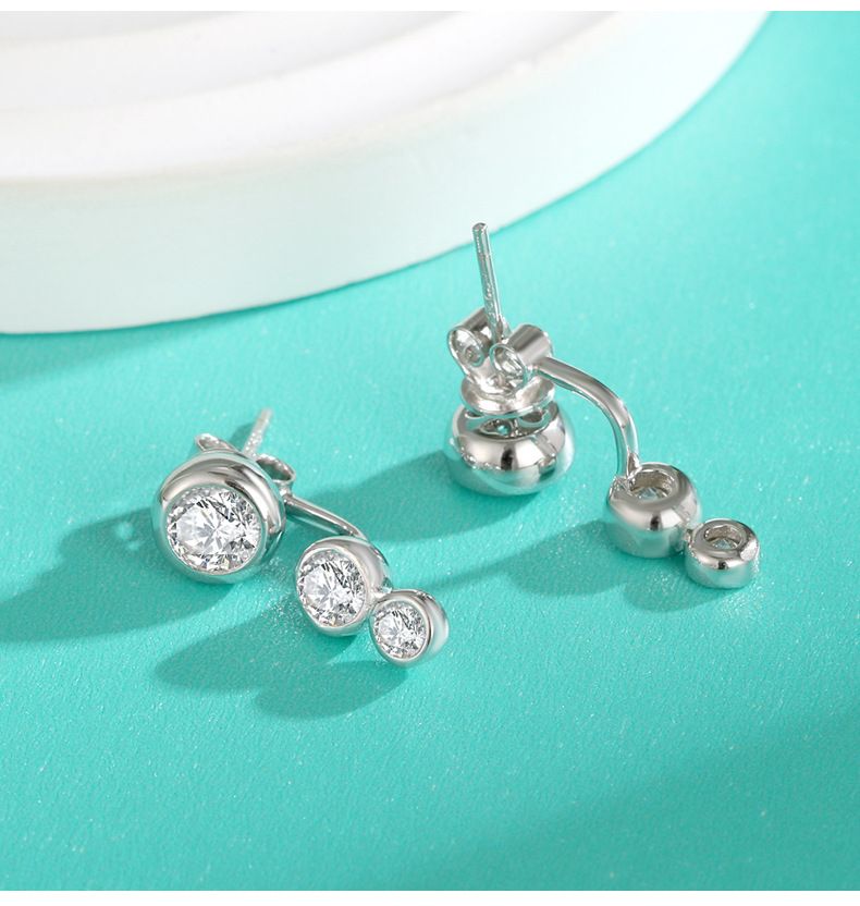 Orecchini in argento sterling S925 con moissanite a bolla per donna Uno stile Due orecchini di personalità di nicchia per donna_voghion.com