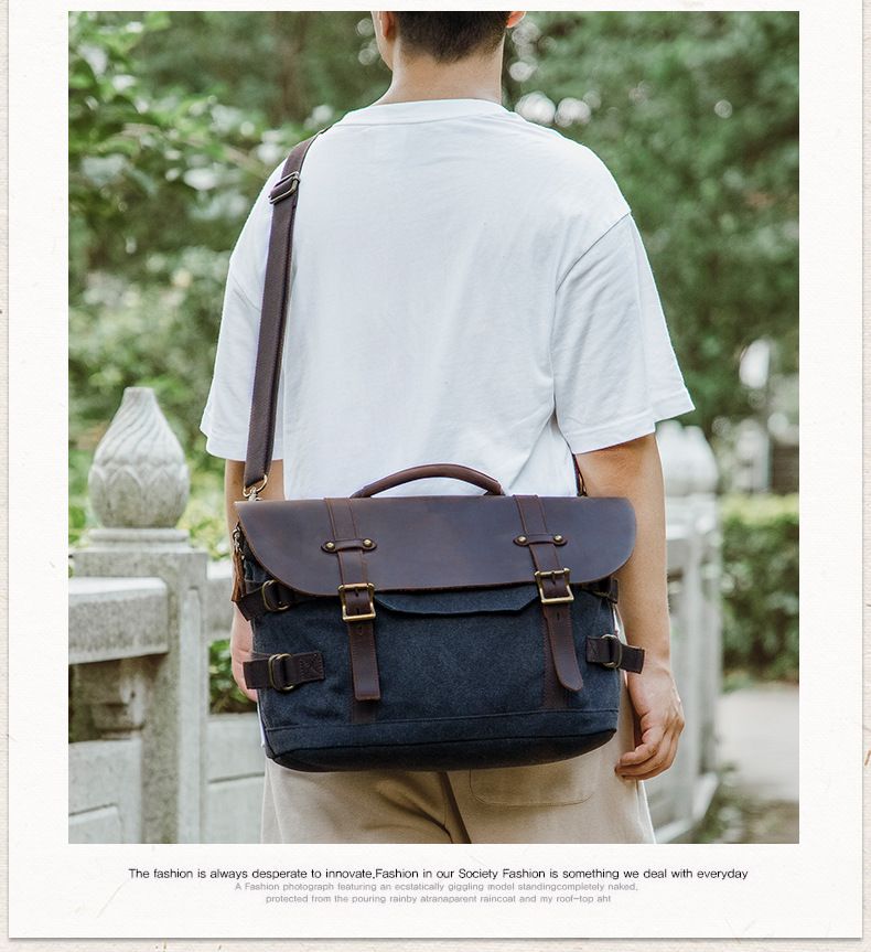 Canvas shoulder bag, casual crossbody, new manufacturer source, retro mailman bag, men's computer bag_voghion.com