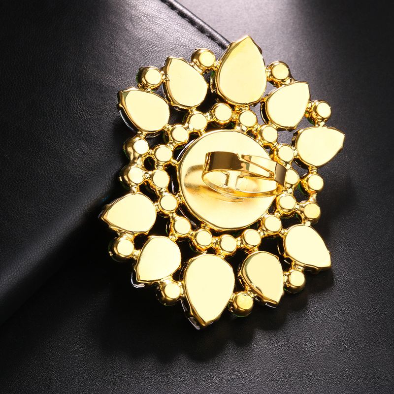 Groene ronde edelsteen openingsring Hot Water Drops All-match diamanten sieraden damesring_voghion.com