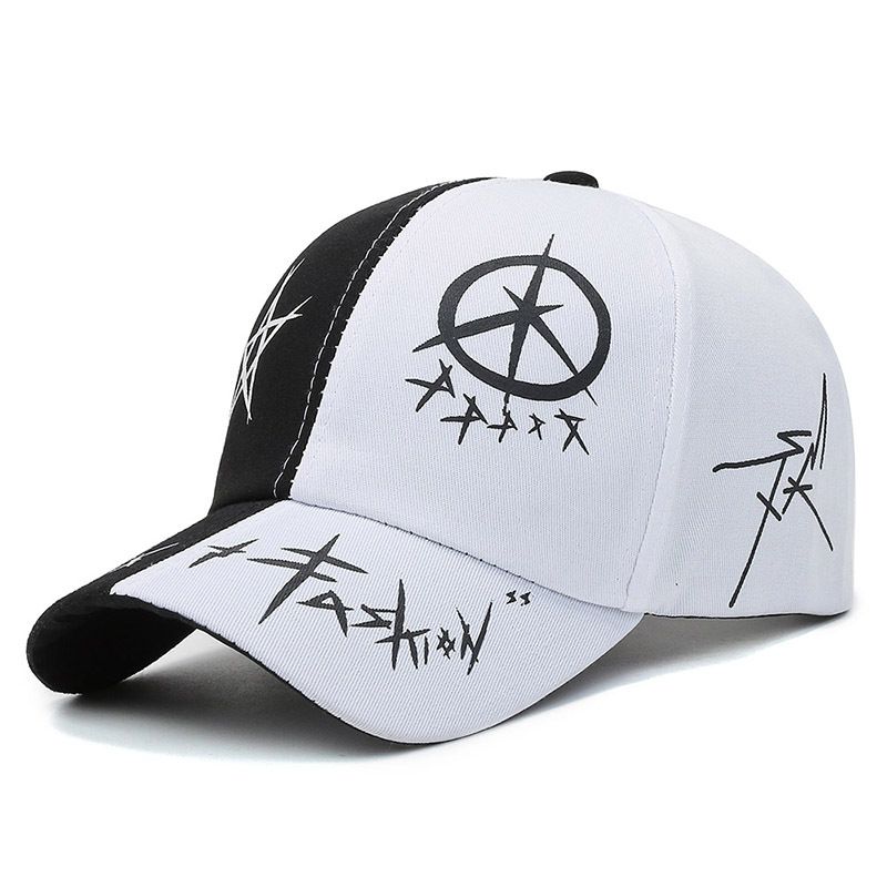 Hat Spring Summer New Korean Fashion Letter Baseball Personality Patchwork Print Trendy Street Sunshade Duckbill Cap_voghion.com