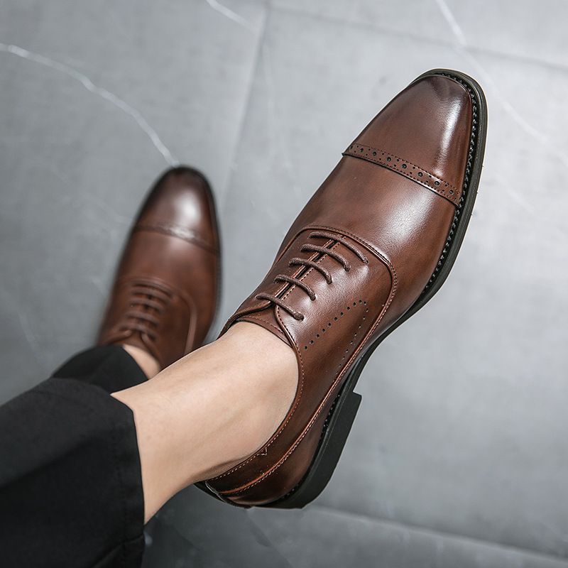 Herrenschuhe, modisch, Business, formell, trendig, britischer Stil, spitz, klein, Leder, Hochzeitsschuhe für den Bräutigam, Freizeitschuhe_voghion.com