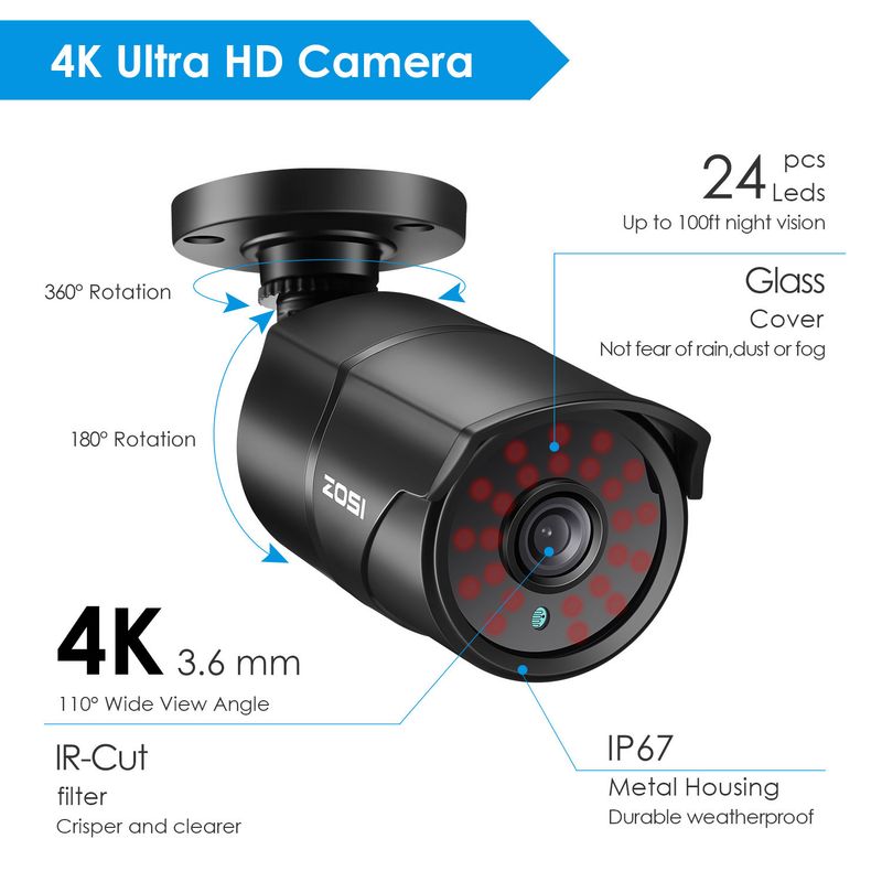 Câmera de CFTV analógica HD de 2 MP com visão noturna, IP66 à prova de intempéries, lente de 3,6 mm, distância infravermelha de 30 m, vigilância de segurança interna/externa_voghion.com