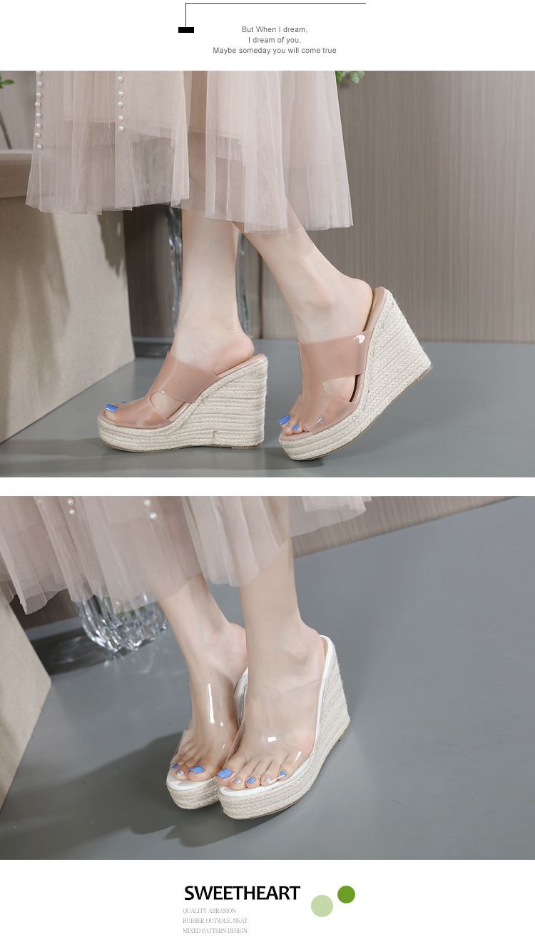 Damenschuhe Sommer Neue Sandalen Keilabsatz Wasserdichte Plateau Sandalen mit dicker Sohle High Heel Seil Römersandalen Große Größe_voghion.com