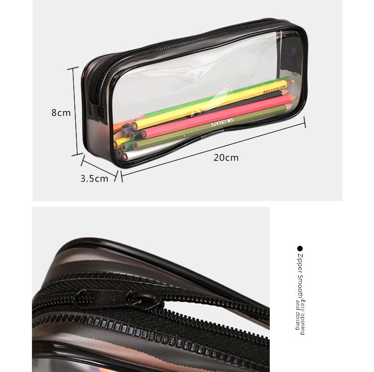 Borsa con cerniera in PVC all'ingrosso in fabbrica, borsa per matite in PVC personalizzata, borsa per cancelleria, borsa per matite in plastica trasparente, LOGO stampato personalizzato_voghion.com