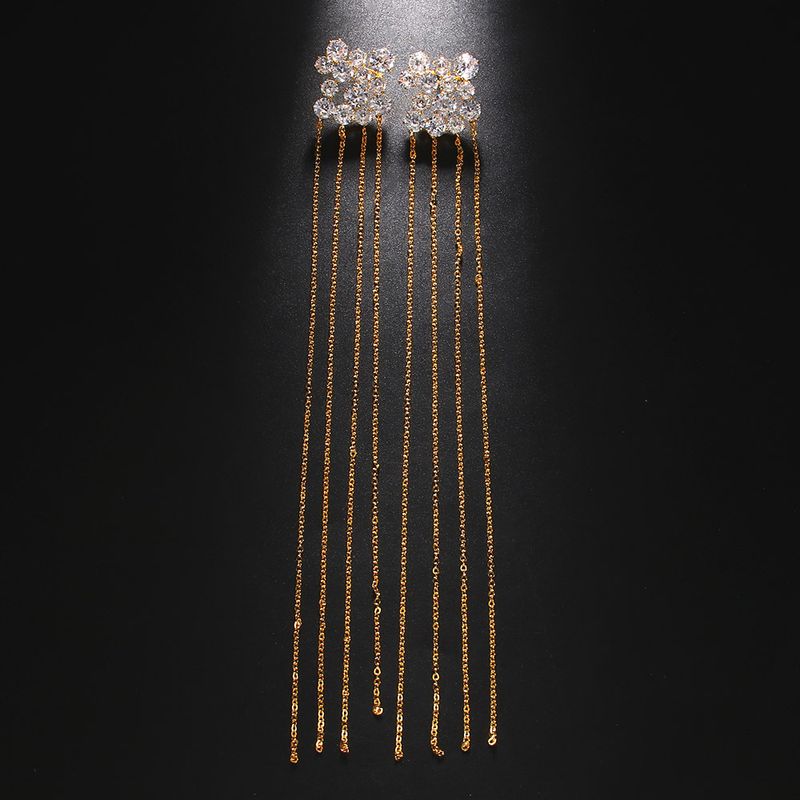 New Round Diamond Irregular Stud Earrings Temperament High Sense Long Fringed Earrings Earrings Women's Earrings_voghion.com