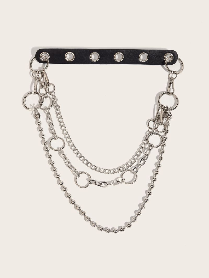 Gerade, modische, vielseitige, doppellagige Hosenkette aus Metall, nicht-Mainstream-Hip-Hop-Gürtel, coole Accessoire-Hüftkette_voghion.com