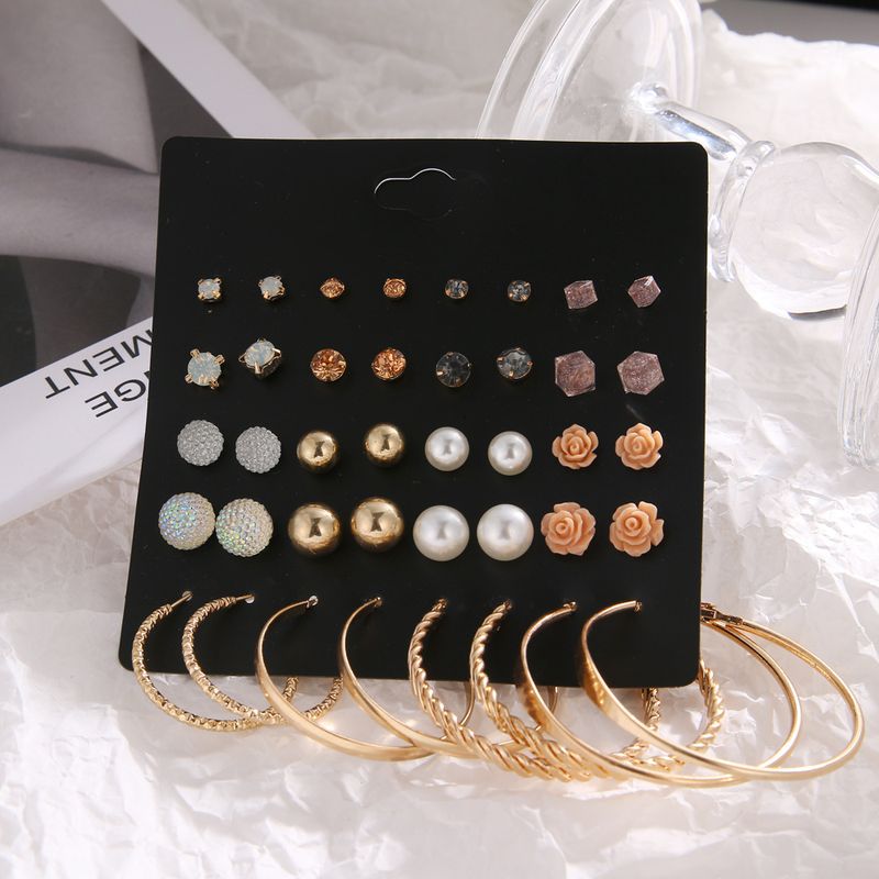 20-Piece Set Of Stud Earrings, Set Of Multi-element Crystal Card Earrings._voghion.com