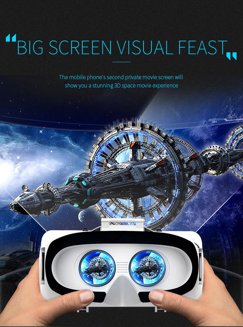 Shinecon 3D VR-briller Virtual Reality Viar Goggles Headset-enheder Smart hjelmlinser til mobiltelefon Mobil_voghion.com