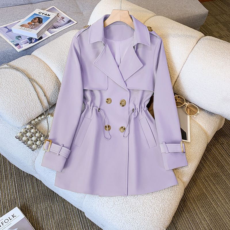 Women's Clothing Suit Collar Trench Coat Waist Hugging Versatile Slimming Petite Khaki Trench_voghion.com