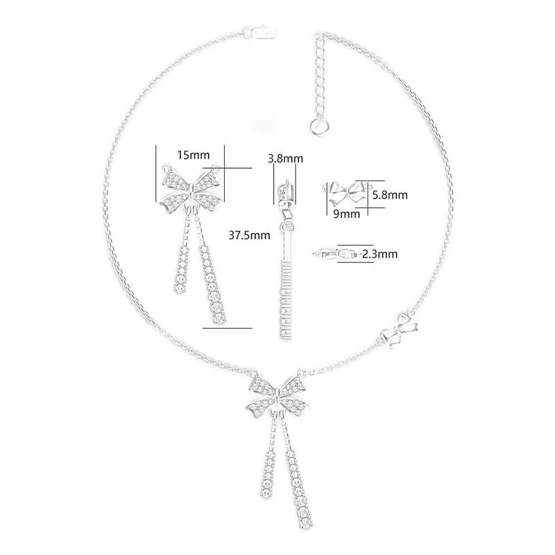 Collana con fiocco regolabile e nappa - Catena per clavicola con ciondolo personalizzato in argento Sterling S925 (gioielli all'ingrosso di lusso leggero)_voghion.com
