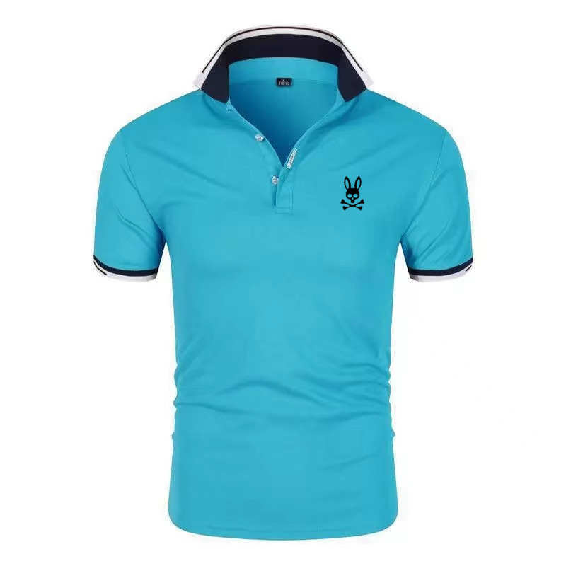 2023 summer men's cotton T-shirt lapel fashion short-sleeved polo shirt printed micro-standard ghost rabbit short-sleeved polo shirt_voghion.com