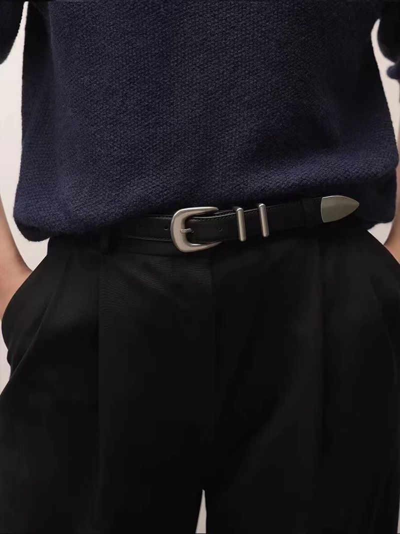 Amerykański styl, srebrna klamra, wysokiej klasy, modny pasek unisex, prosty, retro, uniwersalny, lekki, luksusowy, uniwersalny_voghion.com