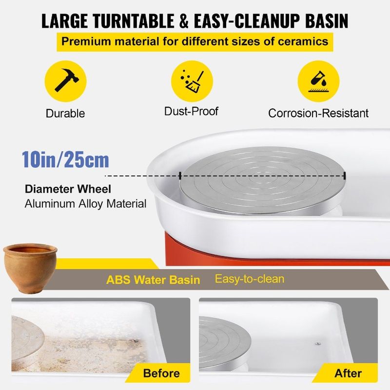 Ceramic With Wheel For Pottery Electric Clay Wheel 350W Forming Machine DIY Work 25cm Tool Clay Tray Ceramics Pottery Pottery_voghion.com