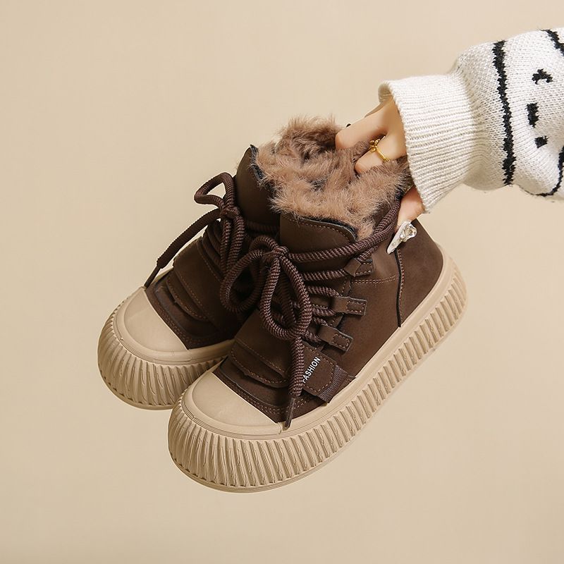 Scarpe alte da donna in velluto spesso, versatili, in cotone, per studenti, scarpe casual alla moda con plateau_voghion.com