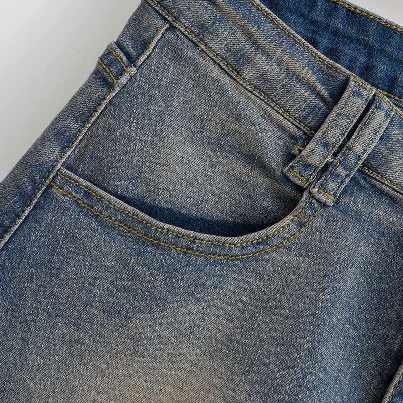 Shorts in denim americano da donna con ragazze piccanti, base stile Instagram, vita alta elastica a trapezio, glutei avvolti,_voghion.com