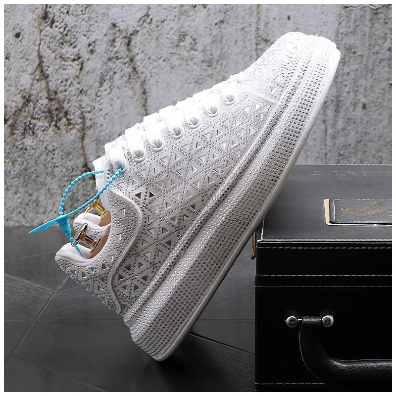 Baskets tendance unisexes avec strass – Chaussures à plateforme tendance pour hommes et femmes – Chaussures basses décontractées respirantes et confortables_voghion.com