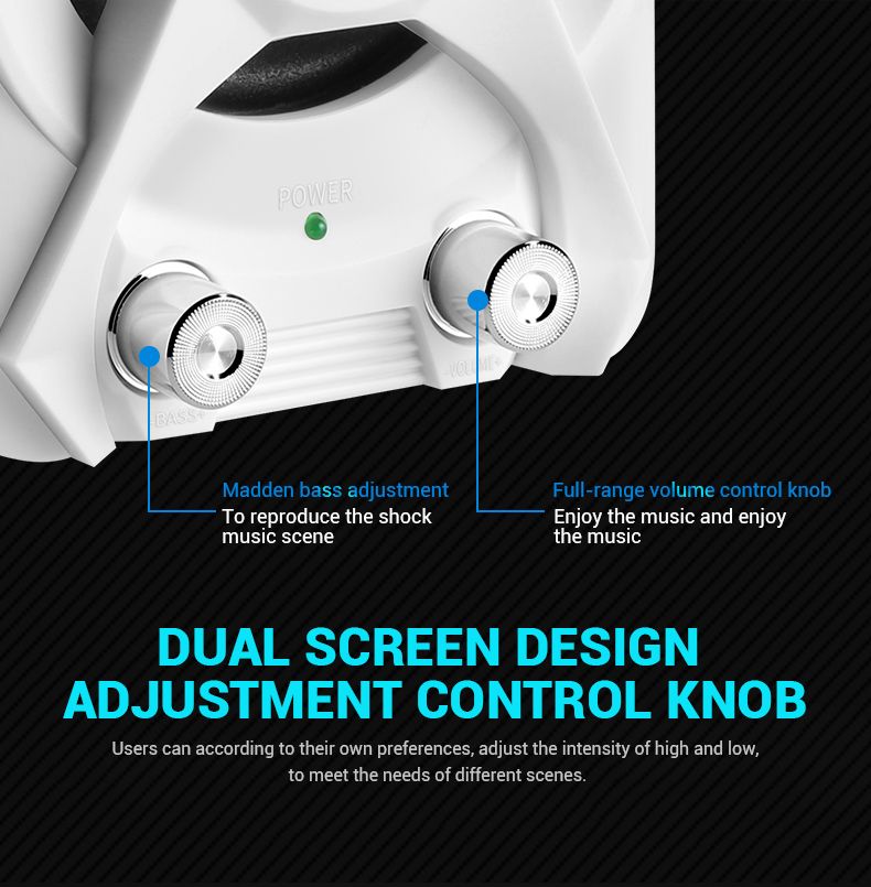 USB + AUX vadu datora zemfrekvences skaļruņu komplekts 5W + 3W * 2 basu pastiprināšanas stereo 2.1 datoram un tālrunim, skaļrunis_voghion.com