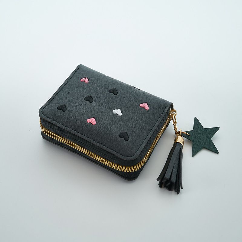 New pu leather wallet women's short Korean cute style women's coin purse one fold multi-functional wallet wholesale_voghion.com