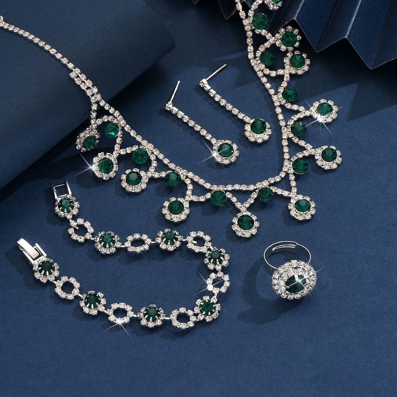 Collana orecchini bracciale collana semplice moda coreana set tre pezzi matrimonio gioielli sposa accessori abito da sposa_voghion.com