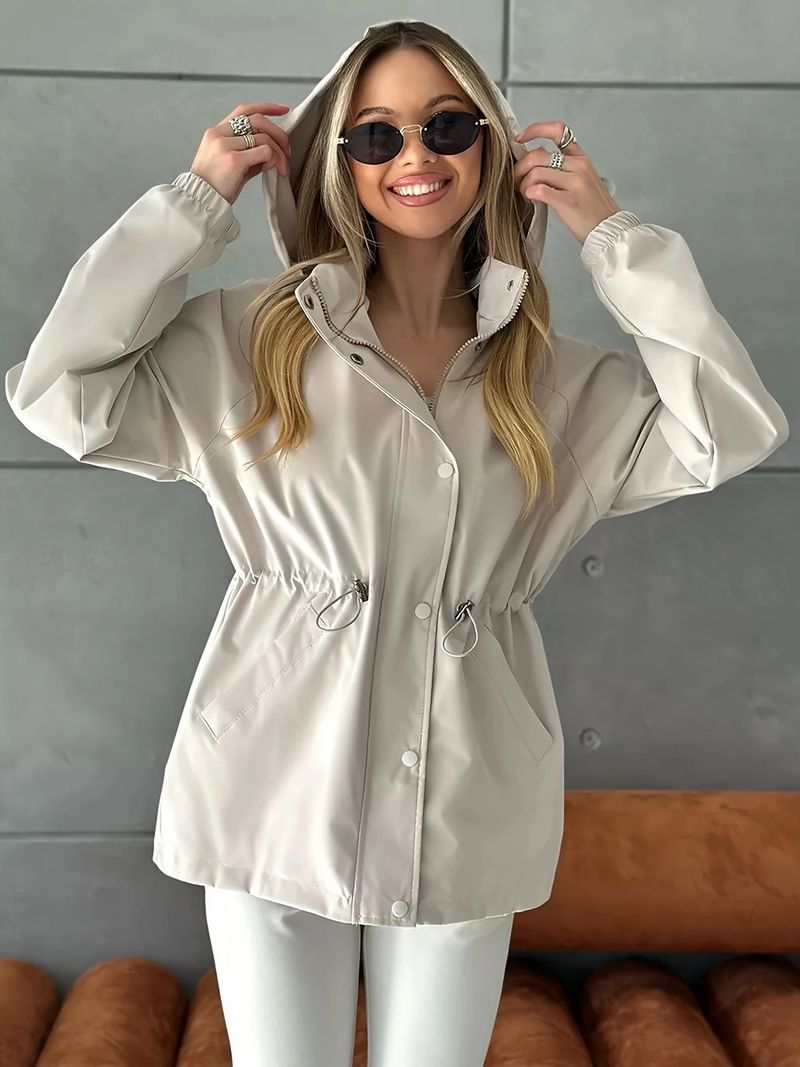 2025 Women's Autumn New Waterproof Jacket Slim Fit Trench Coat Windproof Parka_voghion.com