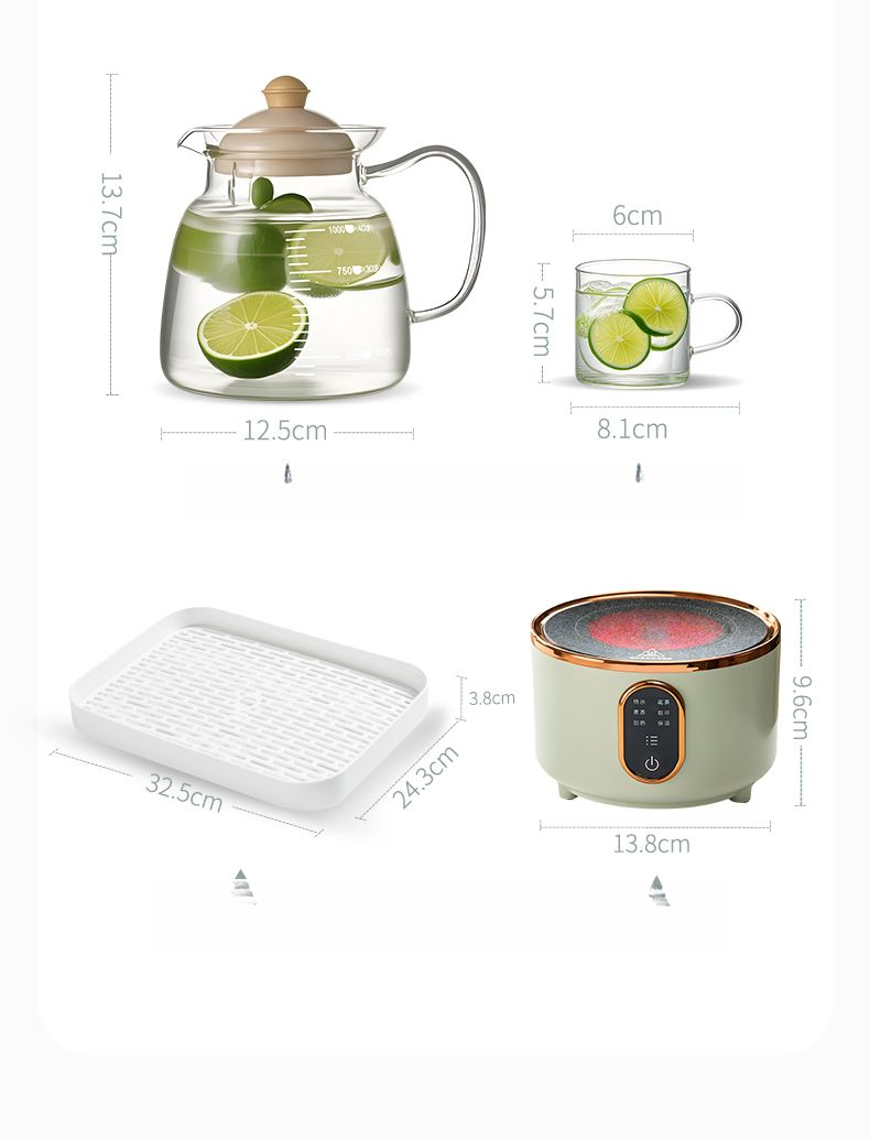 Jarra de agua de vidrio de gran capacidad, resistente a altas temperaturas, para uso doméstico, con limón, fruta, té frío, hierbas, almacenamiento_voghion.com